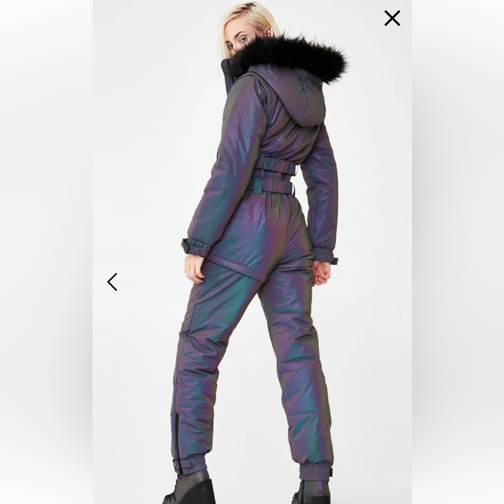Iridescent Women's Snow Jumpsuit - Black / Grey / Purple - Picture 4 of 6